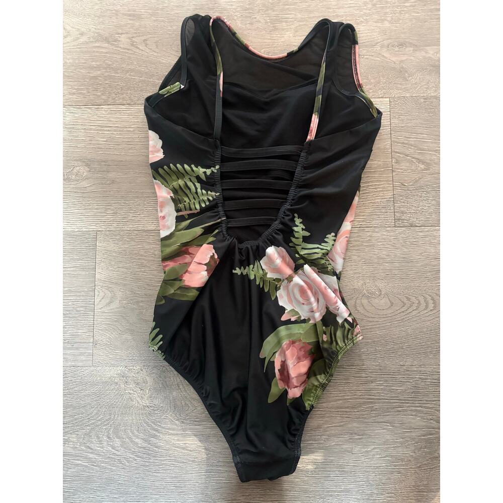 Albion The Maria Carolina Floral Rose One Piece Swimsuit XS Mesh Strappy Back - Picture 7 of 11